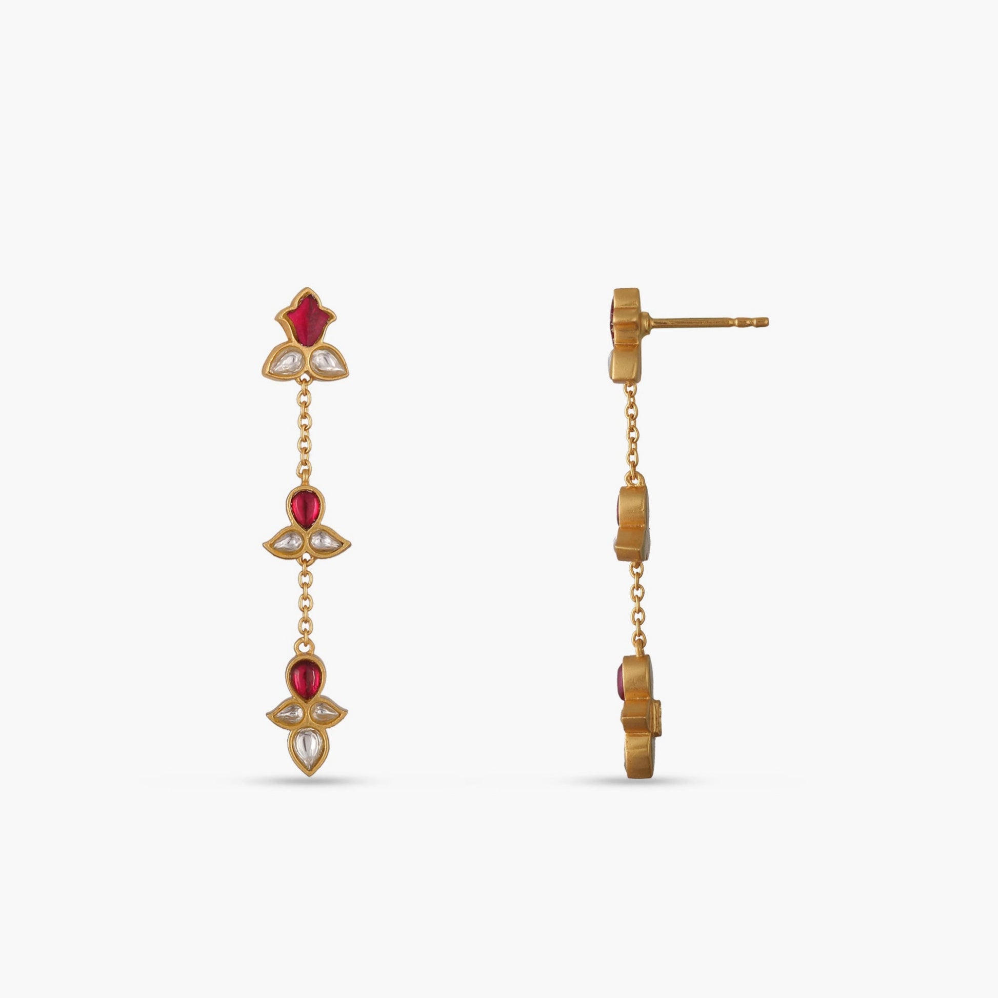 Rekha Jadau Silver Drop Earrings