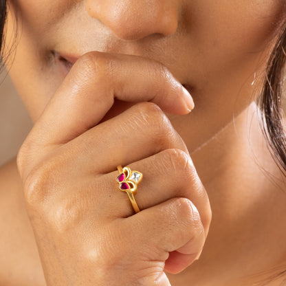 Pakhi Jadau Silver Ring