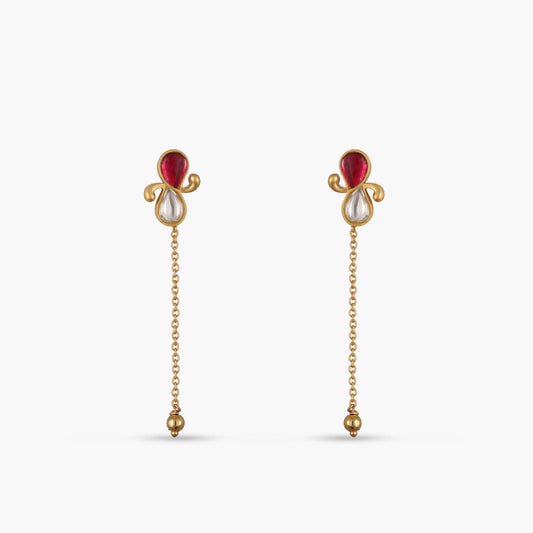 Leher Jadau Silver Drop Earrings