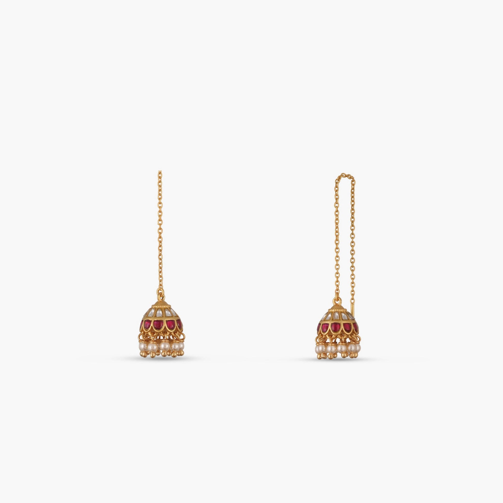 Yuthika Jadau Silver Threader Earrings