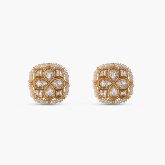  Moti Jadau Silver Stud Earrings