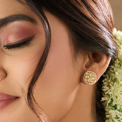  Moti Jadau Silver Stud Earrings
