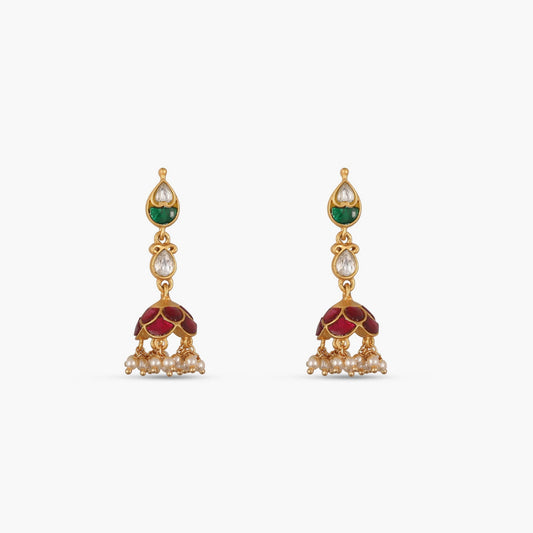 Tara Kempu Jadau Silver Jhumka Earrings