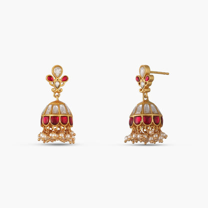Ruhani Kempu Jadau Silver Jhumka Earrings