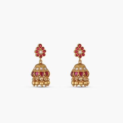 Mayur Kempu Jadau Silver Jhumka Earrings