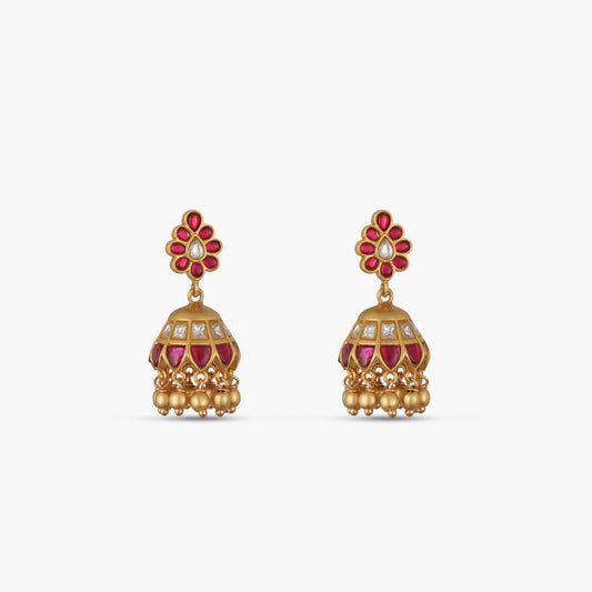 Mayur Kempu Jadau Silver Jhumka Earrings