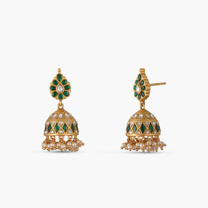 Harita Mayur Jadau Silver Jhumka Earrings