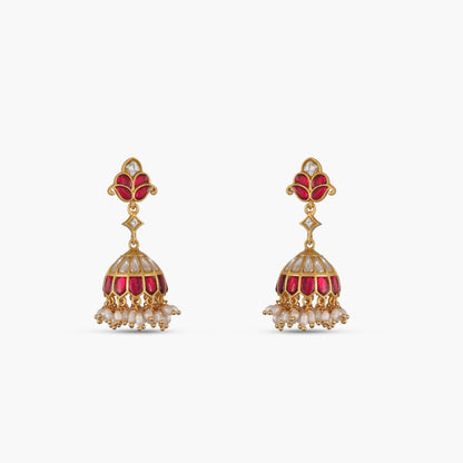  Kavya Kempu Jadau Silver Jhumka Earrings