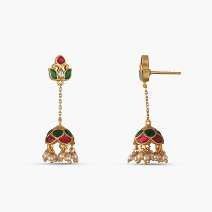 Kamal Kempu Jadau Silver Jhumka Earrings