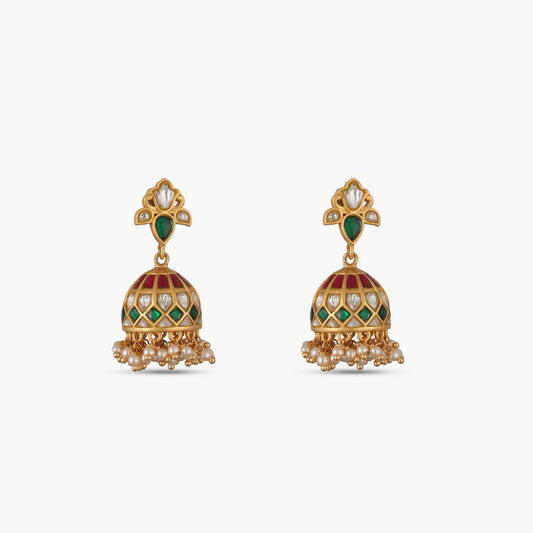 Pushpa Kempu Jadau Silver Jhumka Earrings
