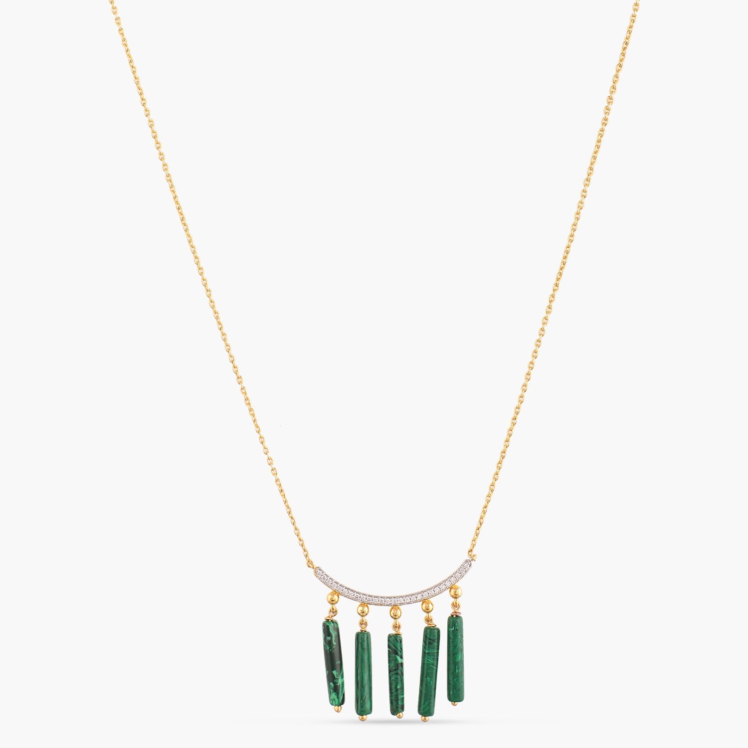 Malachite Line Charm Silver Necklace