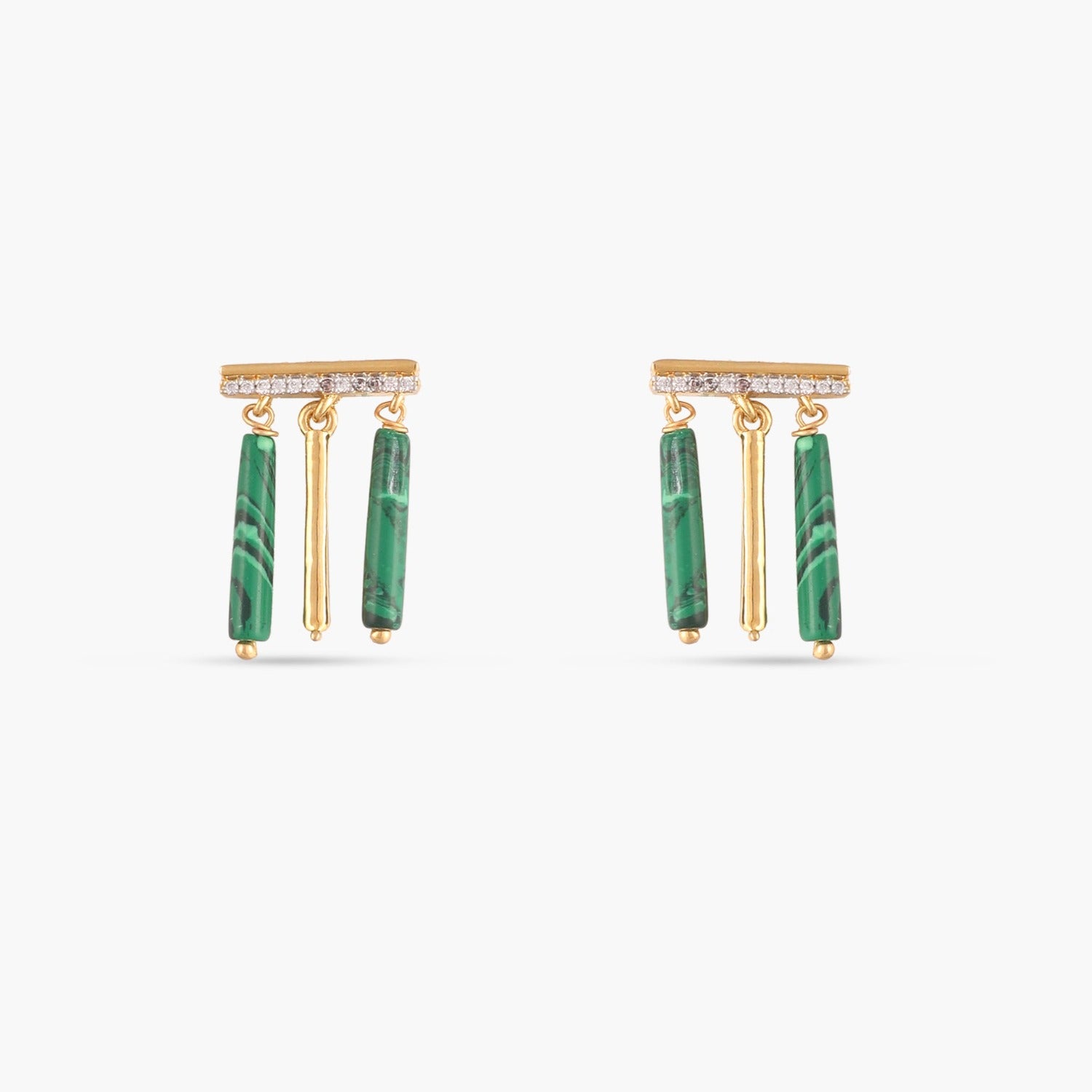 Malachite Simple Silver Drop Earrings