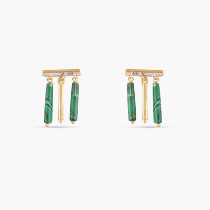 Malachite Simple Silver Drop Earrings