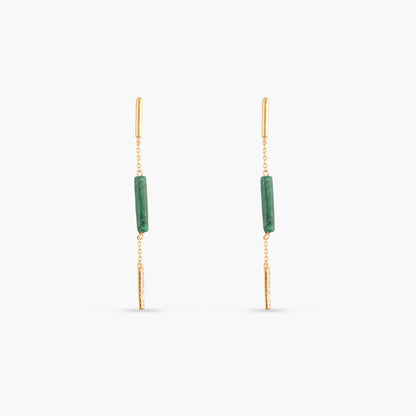 Malachite Bar Charm Silver Drop Earrings