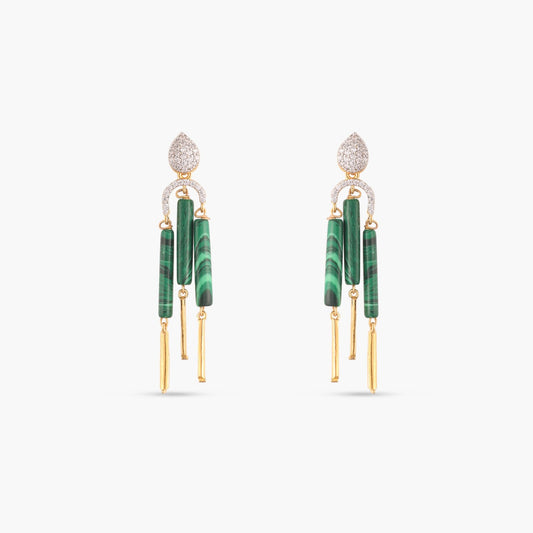 Malachite Striking Silver Drop Earrings