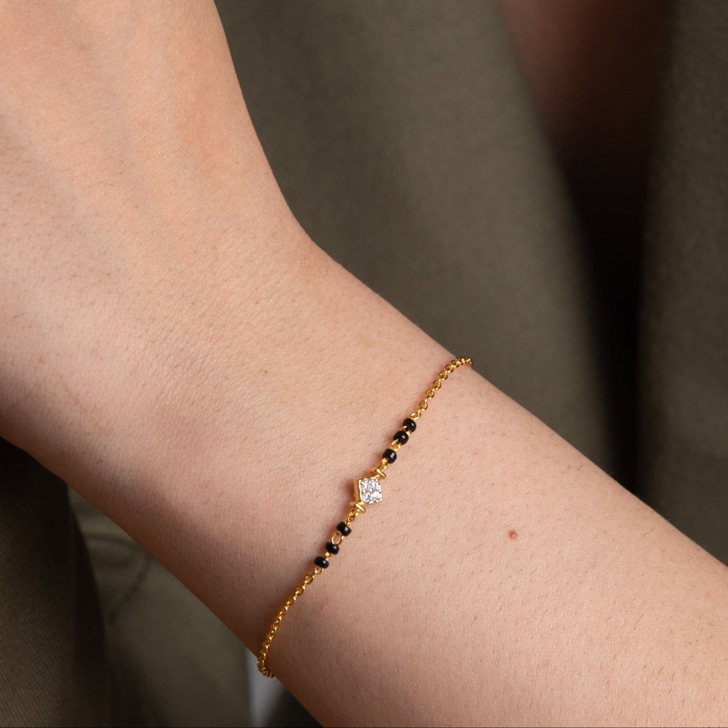 Discover Forever Elegant CZ Silver Black Bead Bracelet Paksha