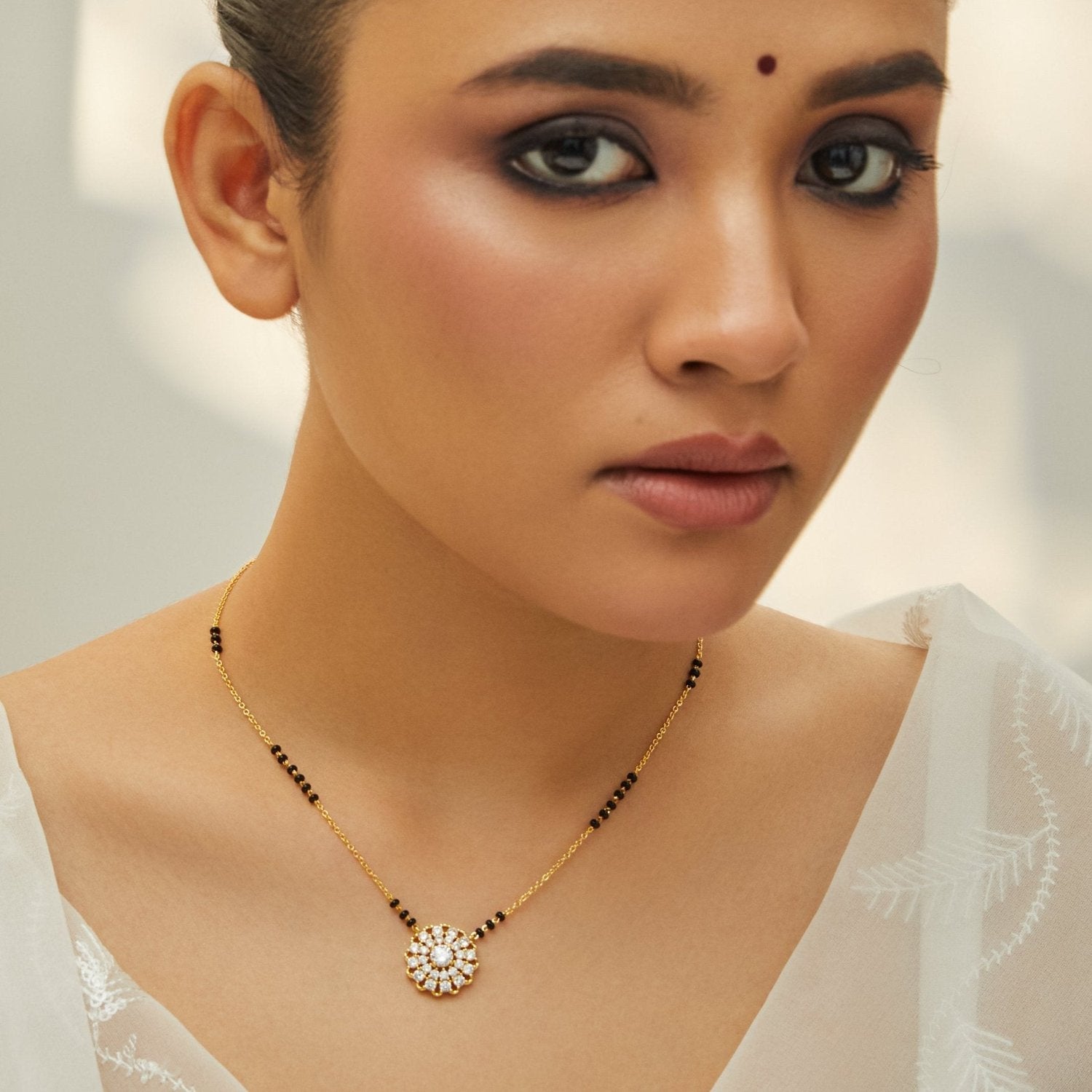 Mrinal CZ Silver Mangalsutra