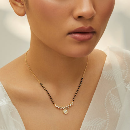 Dazzling Bloom CZ Silver Mangalsutra