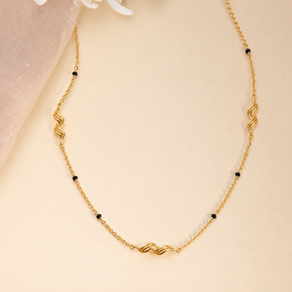 Wave Charm CZ Silver Mangalsutra
