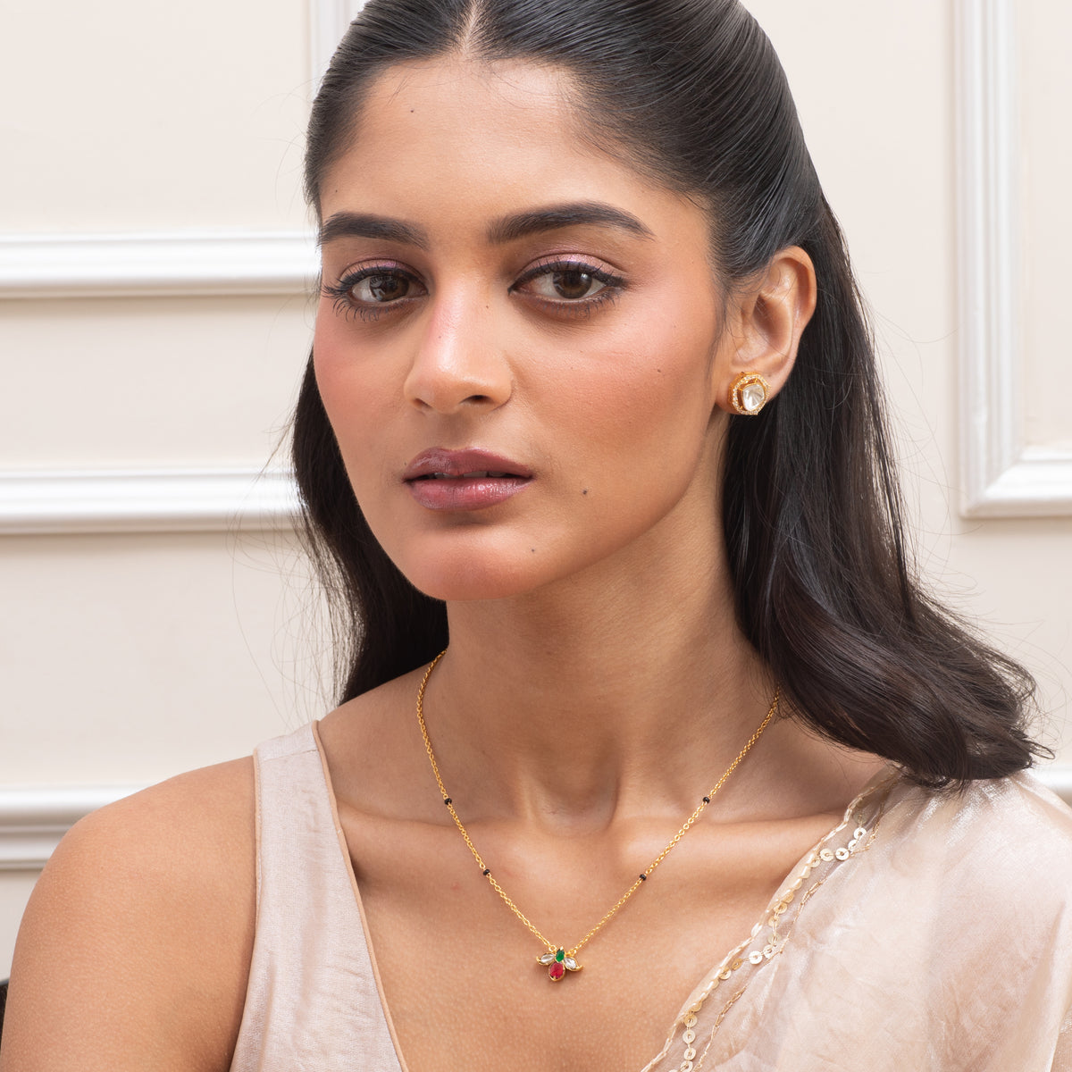 Petal Bloom CZ Silver Mangalsutra