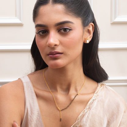 Elin Leaf Charm Silver Mangalsutra