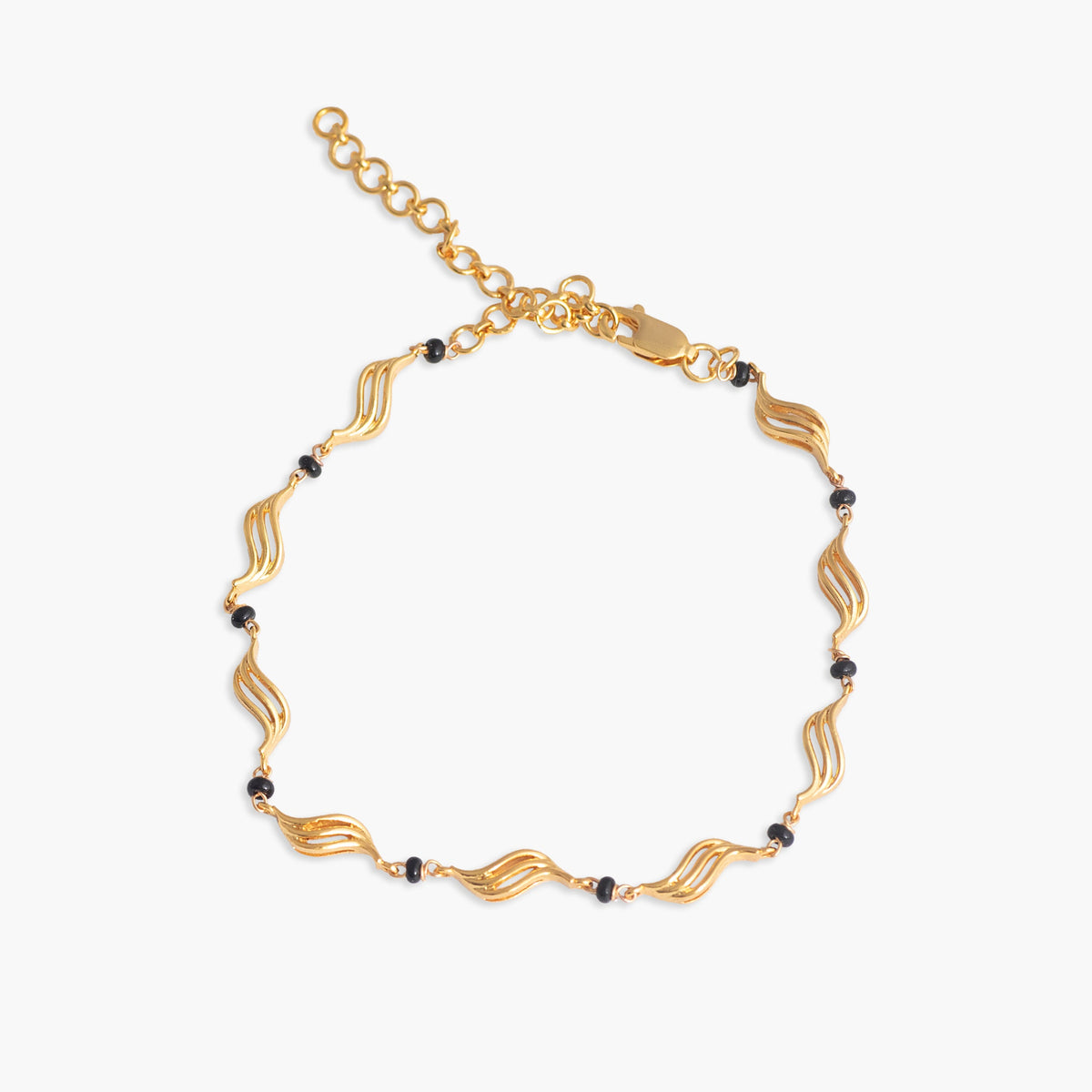 Wave Charm CZ Silver Mangalsutra Bracelet