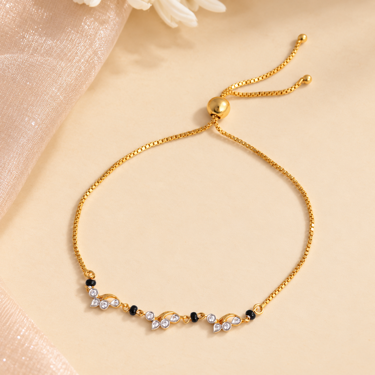 Zara CZ Silver Mangalsutra Bracelet