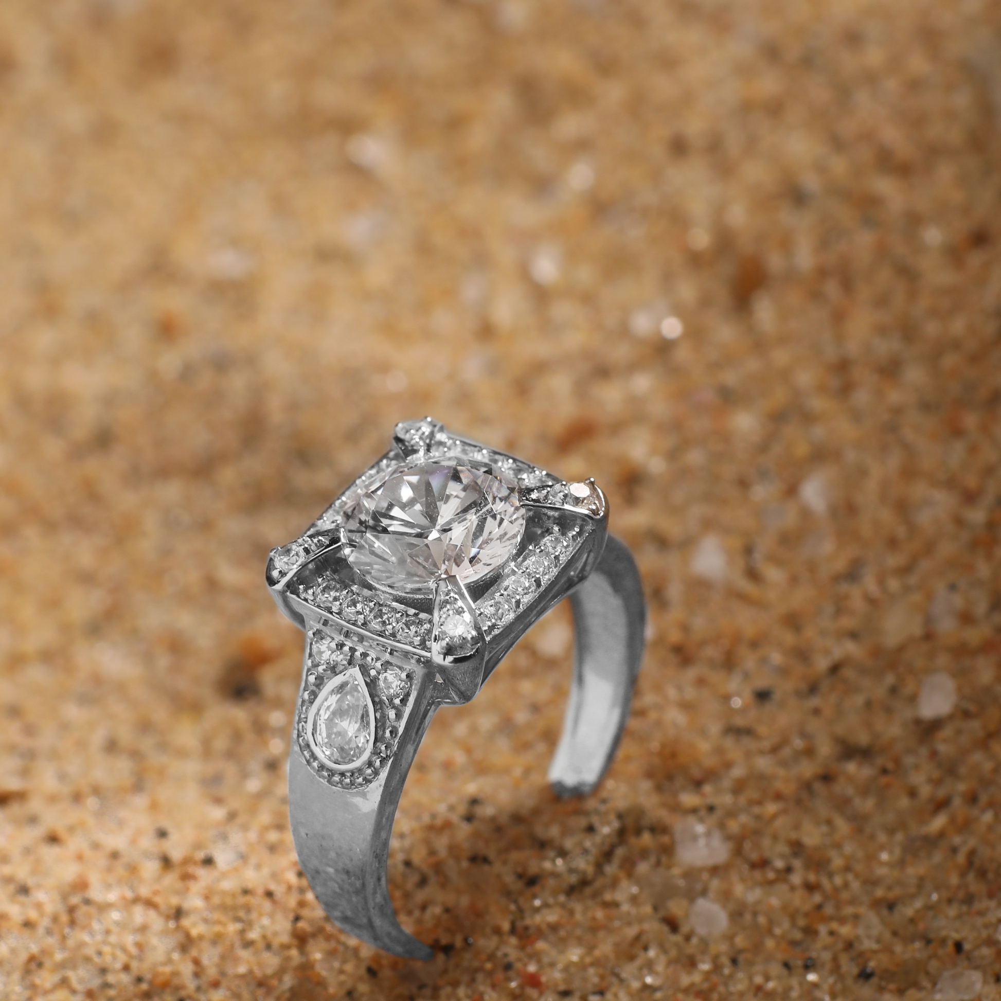 Chestnut CZ Silver Ring