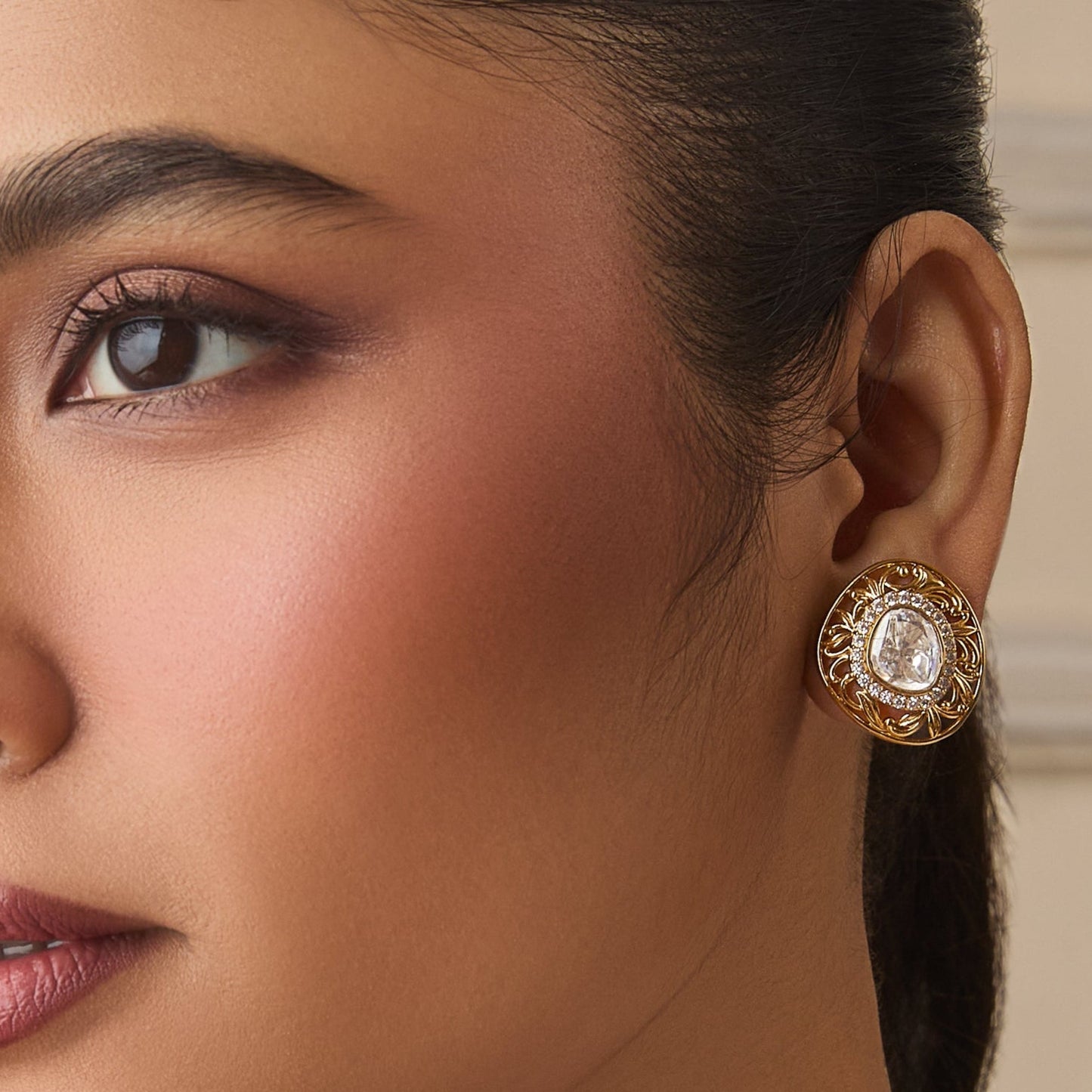Myra Moissanite Silver Stud Earrings