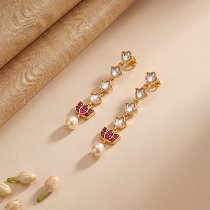 Mrinala Gold Plated Silver Drop Earrings
