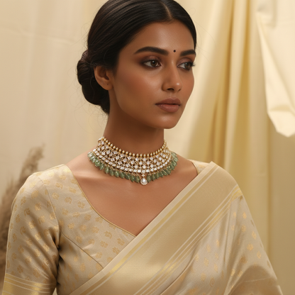 Parvati Moissanite CZ Silver Choker
