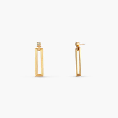 Dune Rectangular Silver Drop Earrings