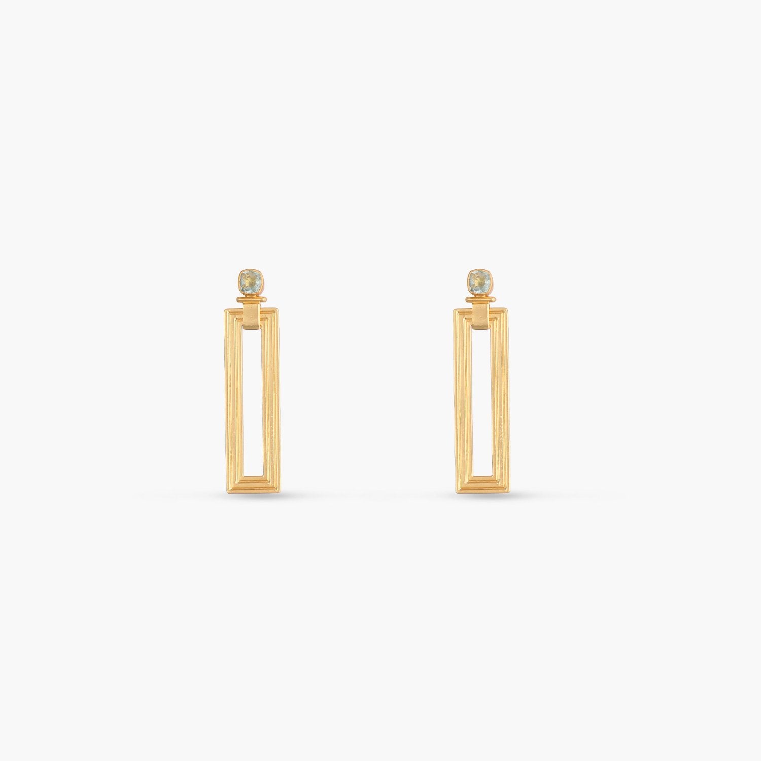 Dune Rectangular Silver Drop Earrings