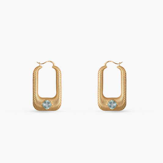 Dune Rectangular Statement Silver Hoops