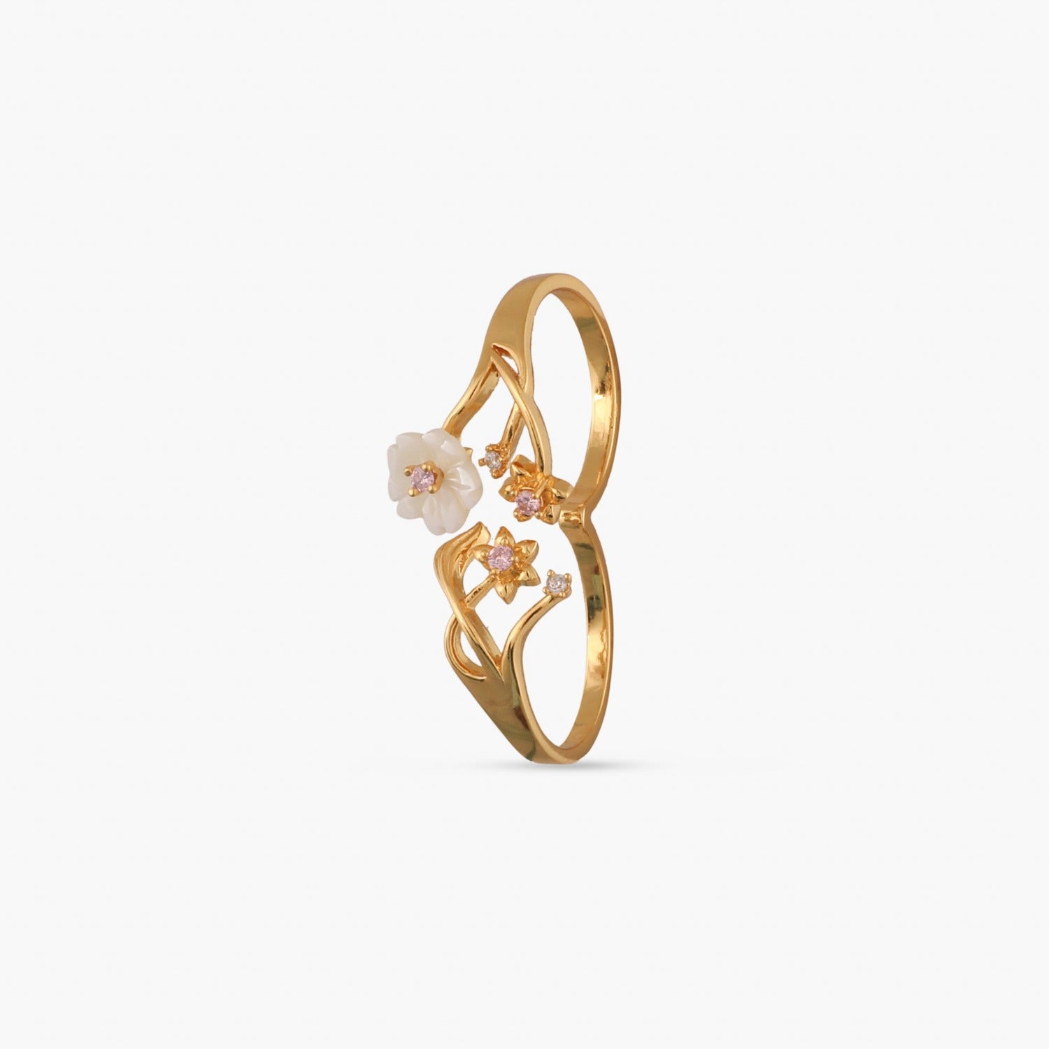 Blossom Veil Elegant  Silver Two Finger ring