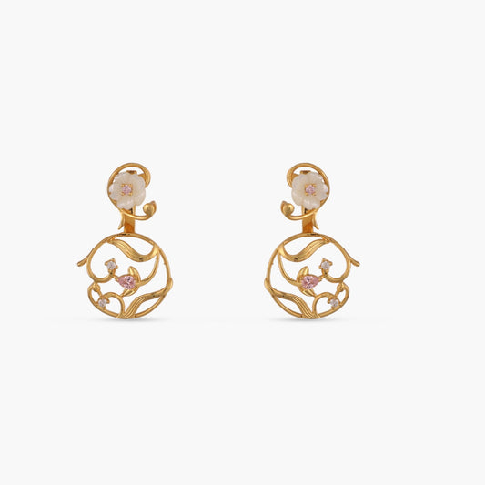 Blossom Veil Silver Front and Back Earrings