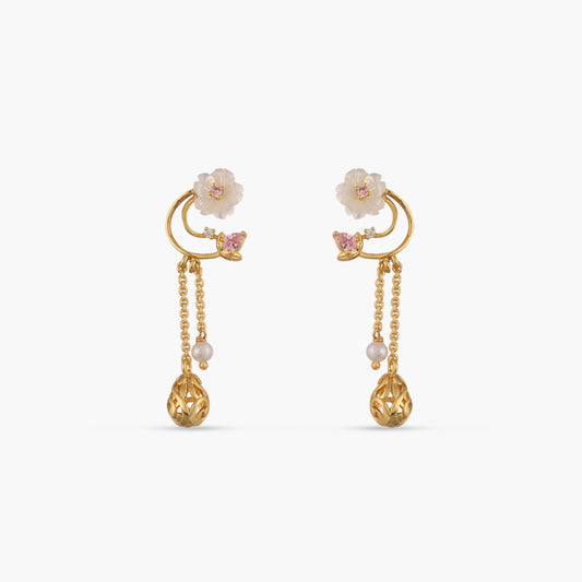 Blossom Veil Delicate Dangles Silver Drop Earrings