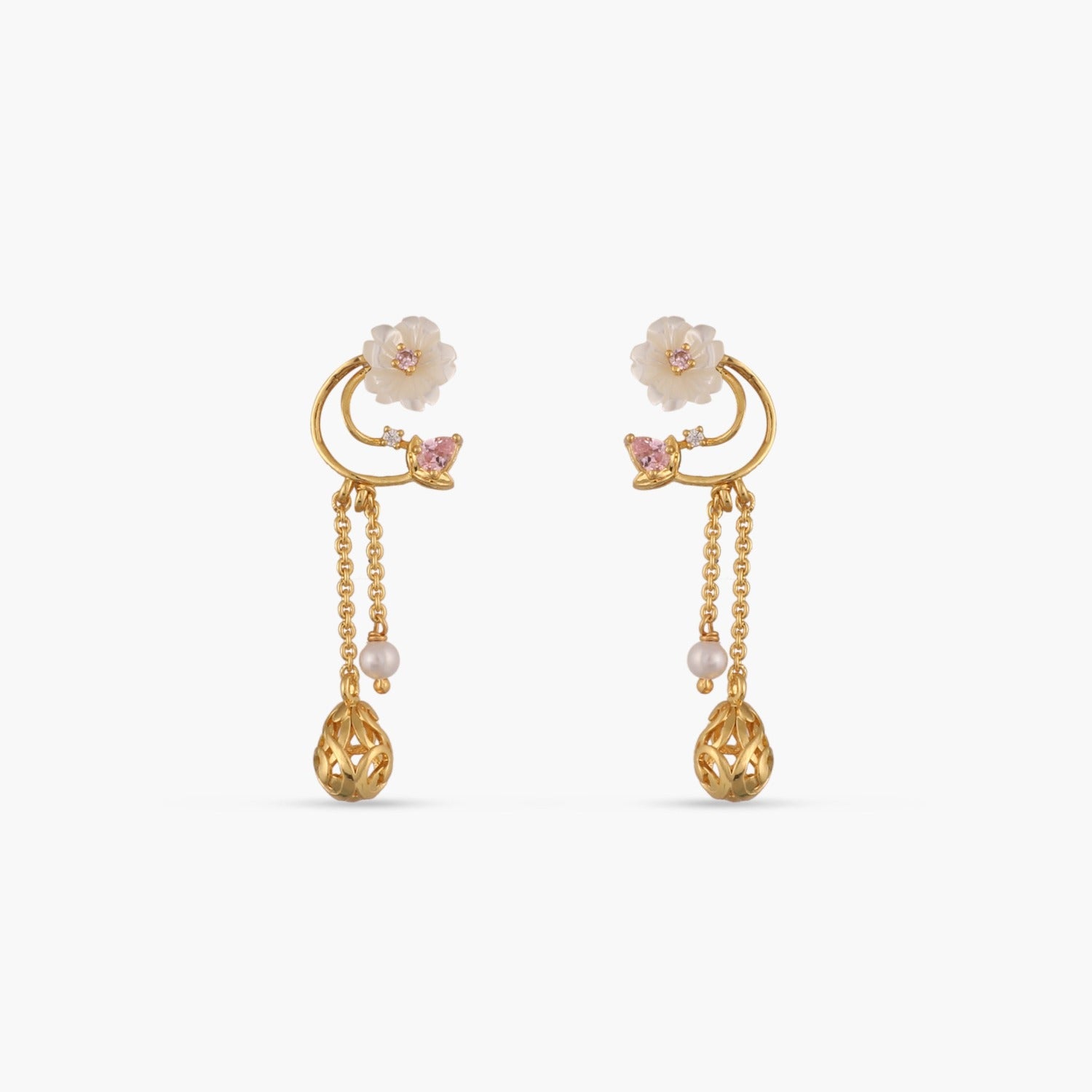 Blossom Veil Delicate Dangles Silver Drop Earrings
