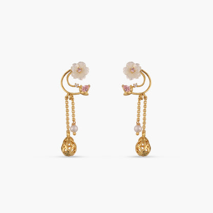 Blossom Veil Delicate Dangles Silver Drop Earrings