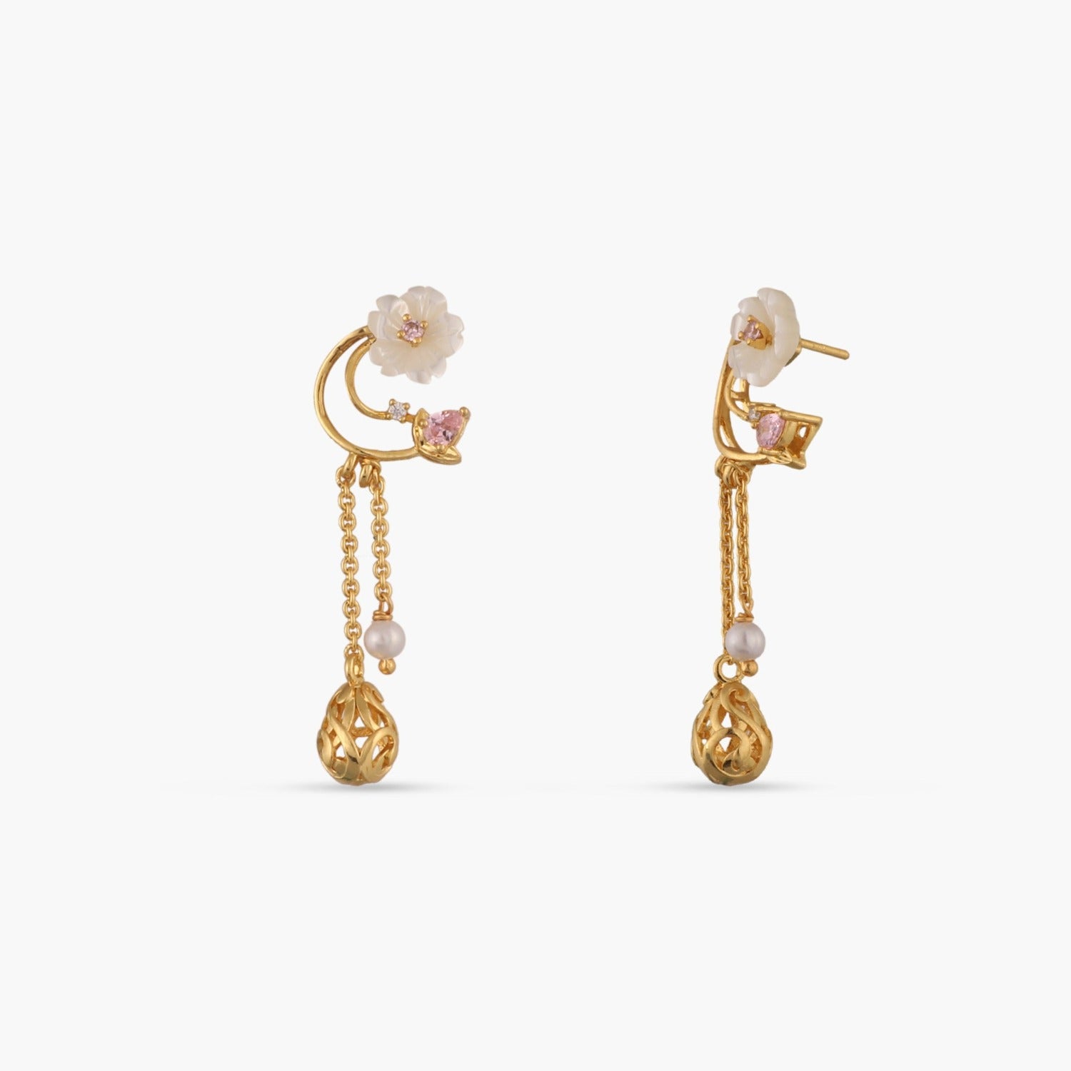 Blossom Veil Delicate Dangles Silver Drop Earrings