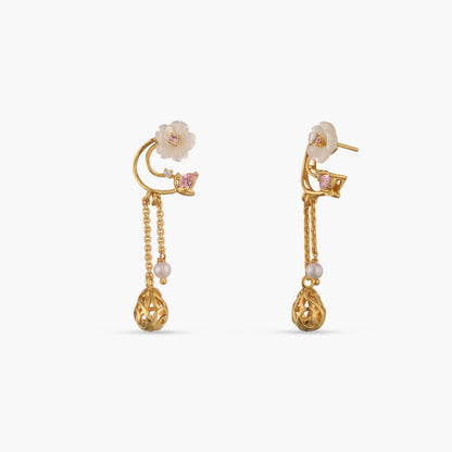 Blossom Veil Delicate Dangles Silver Drop Earrings