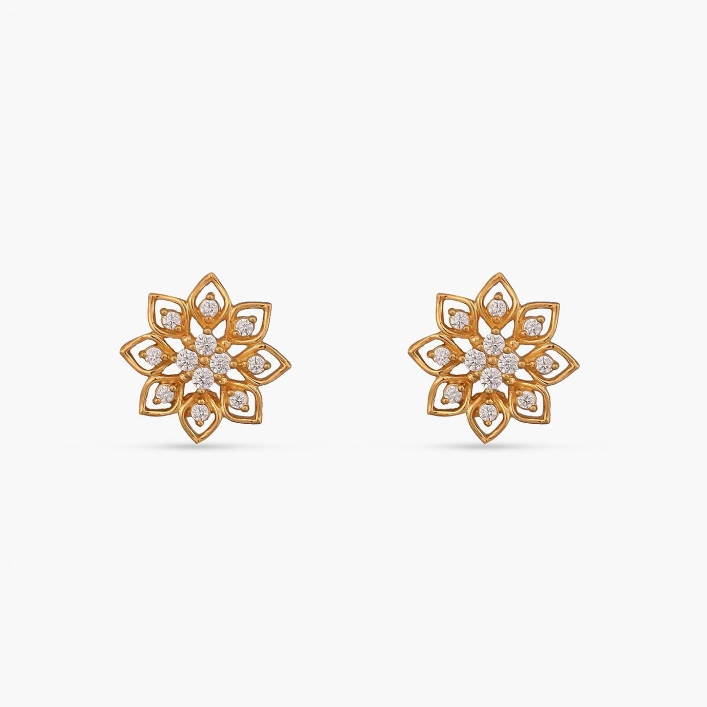 Flora CZ Silver Stud Earrings