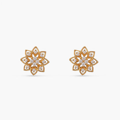 Flora CZ Silver Stud Earrings
