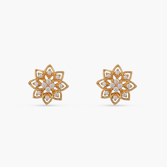Flora CZ Silver Stud Earrings