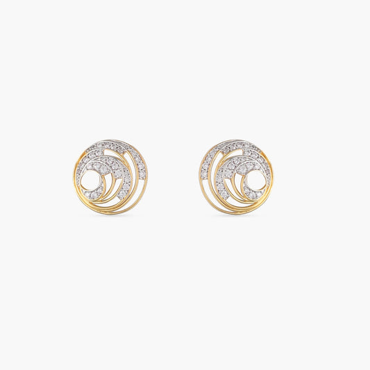 Abstract CZ Silver Stud Earrings