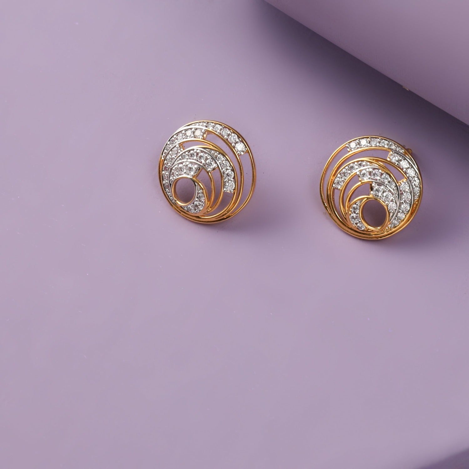 Abstract CZ Silver Stud Earrings