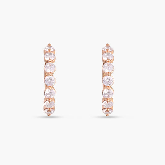 CZ Crescent Silver Hoop Earrings