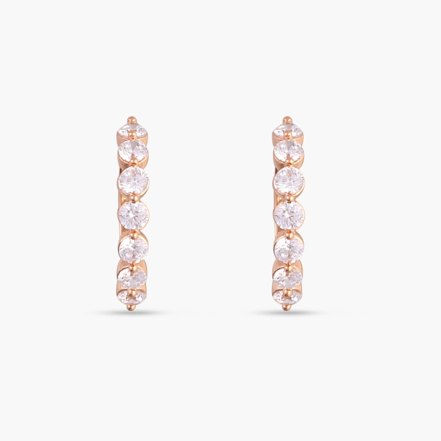 CZ Crescent Silver Hoop Earrings
