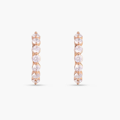 CZ Crescent Silver Hoop Earrings