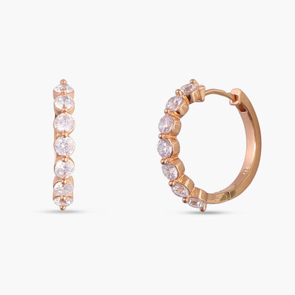 CZ Crescent Silver Hoop Earrings